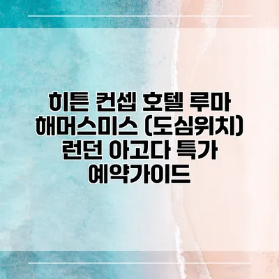 히튼 컨셉 호텔 루마 해머스미스 (도심위치) 런던 아고다 특가 예약가이드