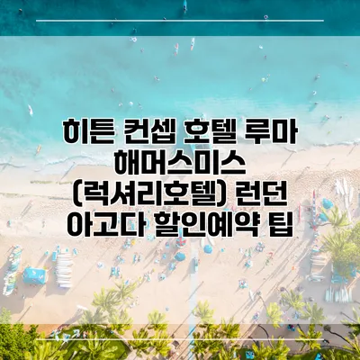 히튼 컨셉 호텔 루마 해머스미스 (럭셔리호텔) 런던 아고다 할인예약 팁