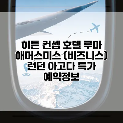 히튼 컨셉 호텔 루마 해머스미스 (비즈니스) 런던 아고다 특가 예약정보