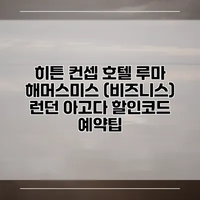 히튼 컨셉 호텔 루마 해머스미스 (비즈니스) 런던 아고다 할인코드 예약팁