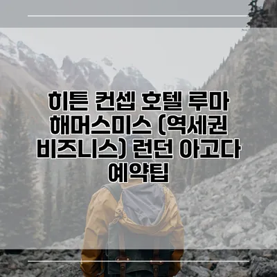 히튼 컨셉 호텔 루마 해머스미스 (역세권 비즈니스) 런던 아고다 예약팁