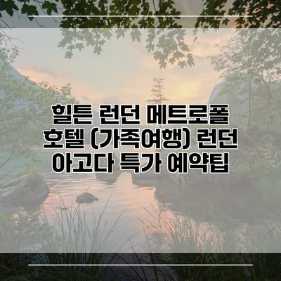 힐튼 런던 메트로폴 호텔 (가족여행) 런던 아고다 특가 예약팁