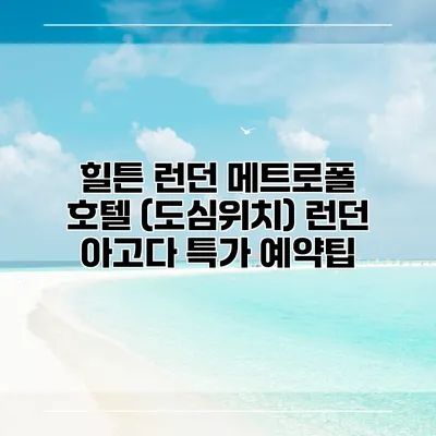 힐튼 런던 메트로폴 호텔 (도심위치) 런던 아고다 특가 예약팁