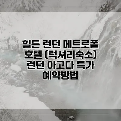 힐튼 런던 메트로폴 호텔 (럭셔리숙소) 런던 아고다 특가 예약방법