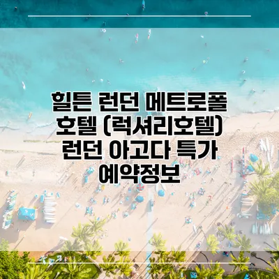 힐튼 런던 메트로폴 호텔 (럭셔리호텔) 런던 아고다 특가 예약정보