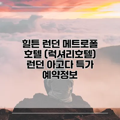 힐튼 런던 메트로폴 호텔 (럭셔리호텔) 런던 아고다 특가 예약정보