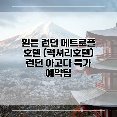 힐튼 런던 메트로폴 호텔 (럭셔리호텔) 런던 아고다 특가 예약팁