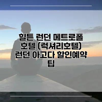힐튼 런던 메트로폴 호텔 (럭셔리호텔) 런던 아고다 할인예약 팁