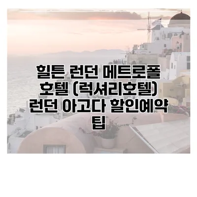 힐튼 런던 메트로폴 호텔 (럭셔리호텔) 런던 아고다 할인예약 팁