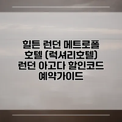 힐튼 런던 메트로폴 호텔 (럭셔리호텔) 런던 아고다 할인코드 예약가이드