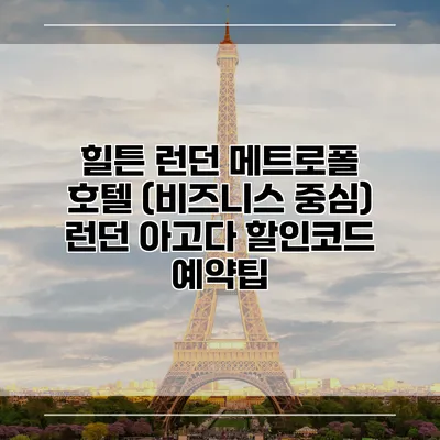 힐튼 런던 메트로폴 호텔 (비즈니스 중심) 런던 아고다 할인코드 예약팁