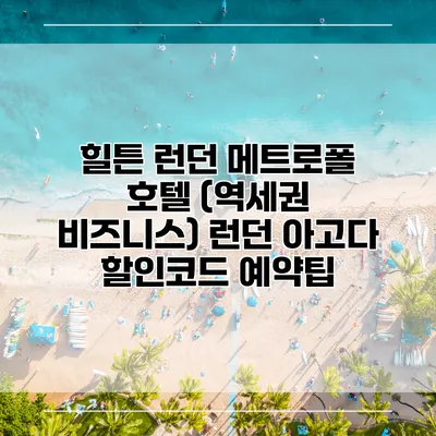 힐튼 런던 메트로폴 호텔 (역세권 비즈니스) 런던 아고다 할인코드 예약팁