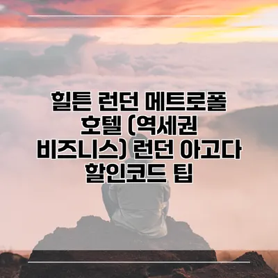 힐튼 런던 메트로폴 호텔 (역세권 비즈니스) 런던 아고다 할인코드 팁